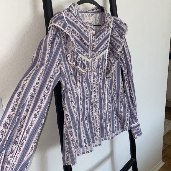 LoveShackFancy Tops - LoveShackFancy Cotton Floral Shirt